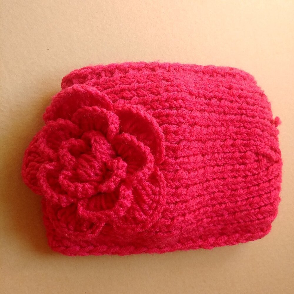 4/$20 NEW WITH TAGS fuchsia pink warm thick knit headband with rosette flower …
